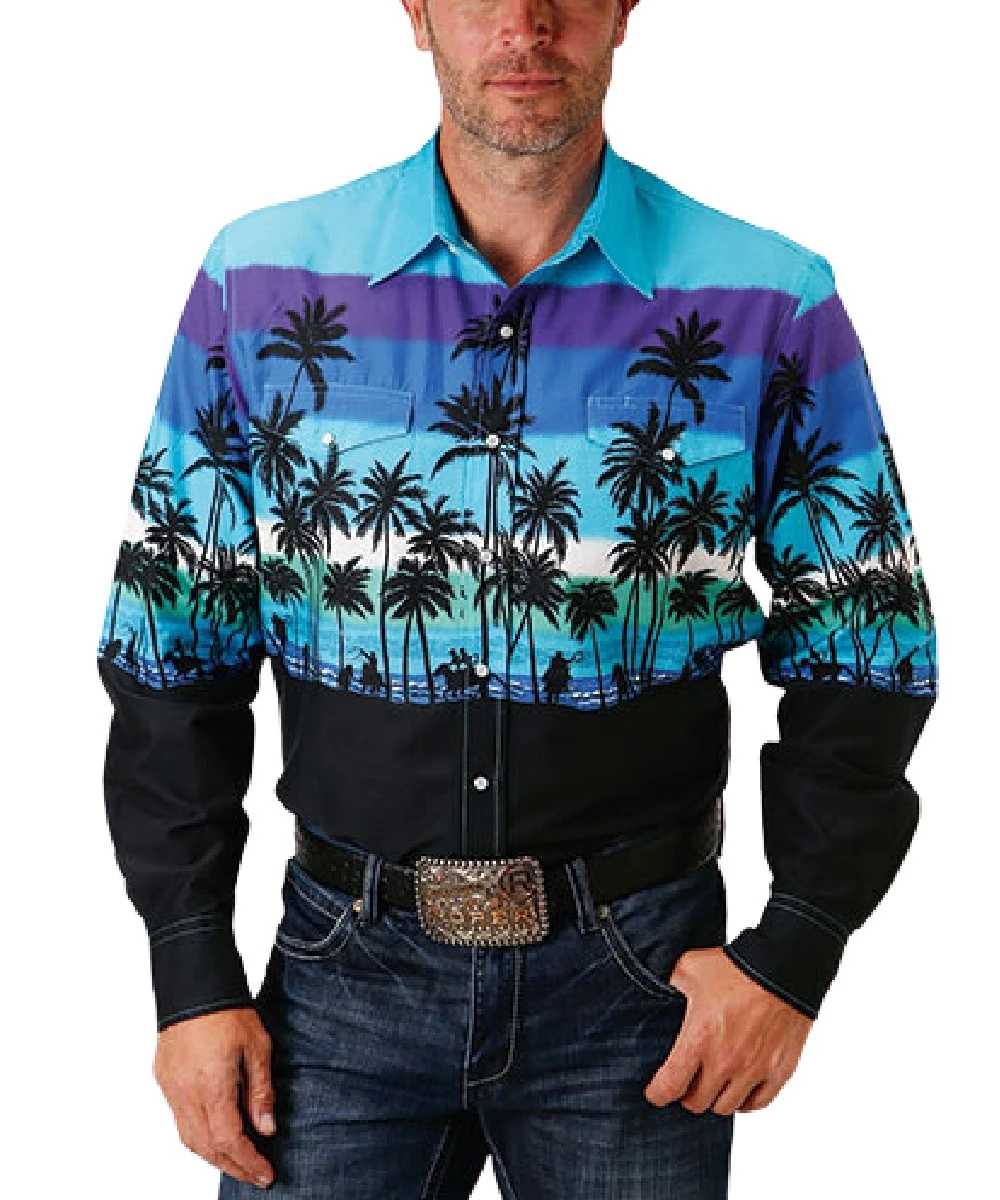 Roper Men's Beach Roundup Scenic Snap Shirt 3 Roper Men's Beach Roundup Scenic Snap Shirt