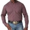 Wrangler Men's Burgundy Print Classic Button Down Shirt -Wrangler Store 112317053 a