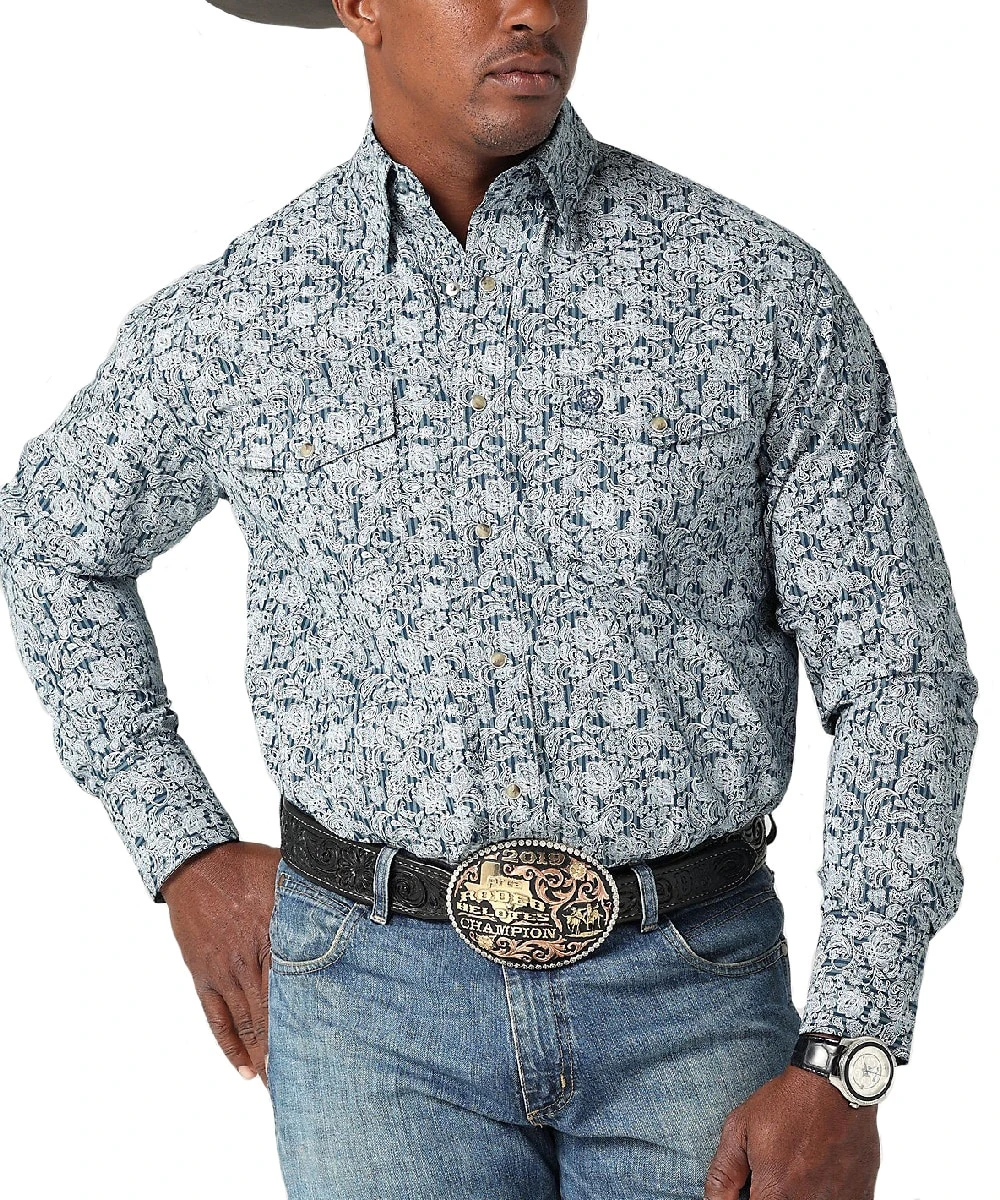 Wrangler Men's George Strait Paisley Snap Shirt 3 Wrangler Men's George Strait Paisley Snap Shirt