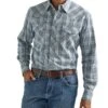 Wrangler Men's 20X Western Snap Plaid Shirt -Wrangler Store 112327800 a