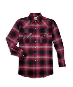 Ely Walker Men's Flannel Snap Shirt 9 Ely Walker Men's Flannel Snap Shirt -Wrangler Store 15201026 99 red black and charcoal