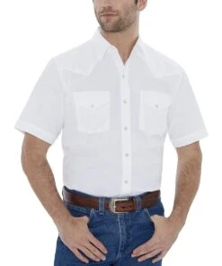 Ely Walker Men's Wrinkle Resistant Oxford Western Snap Shirt