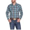 Ely Walker Men's Turquoise Plaid Snap Shirt 1 Ely Walker Men's Turquoise Plaid Snap Shirt -Wrangler Store 152029209 BN