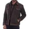 Scully Men's Vintage Brown Leather Tweed Jacket 2 Scully Men's Vintage Brown Leather Tweed Jacket -Wrangler Store 2005