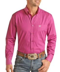 Panhandle Men's Solid Button Down Shirt
