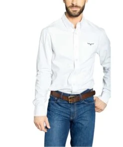 Kimes Ranch Men's KR Team Button Down Shirt -Wrangler Store KR TEAM SHIRT WHITE