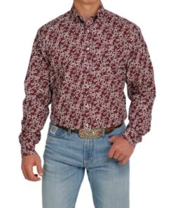 Cinch Men's Floral Print Button Down Shirt