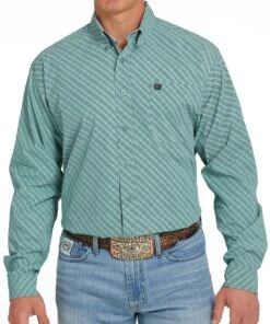 Cinch Men's Striped Plaid Button Down Shirt