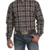 Cinch Men's Brown Plaid Button Down Shirt -Wrangler Store MTW1105452 a