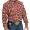 Cinch Men's Floral Paisley Button Down Shirt -Wrangler Store MTW1105523 a