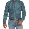 Cinch Men's Teal Geo Print Button Down Shirt -Wrangler Store MTW1347048 1