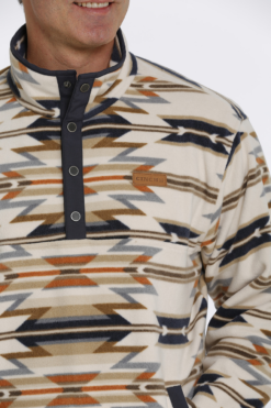 Cinch Men's Cream Aztec Fleece Pullover -Wrangler Store MWK1514014 B