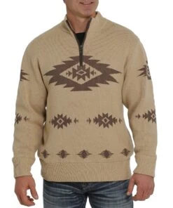 Cinch Men's 1/4 Zip Aztec Print Sweater