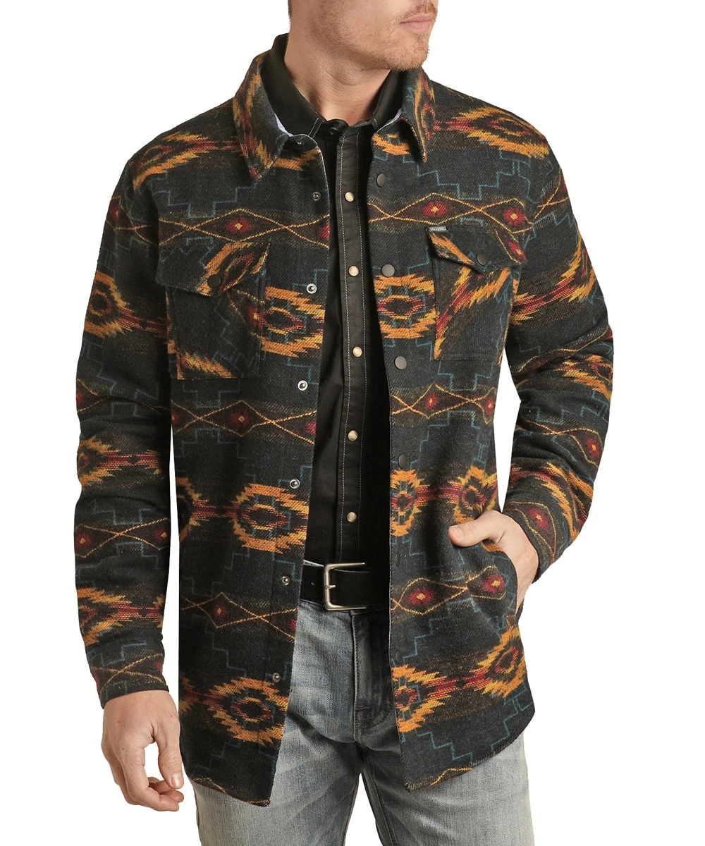 Rock & Roll Cowboy Men's Aztec Shacket 3 Rock & Roll Cowboy Men's Aztec Shacket