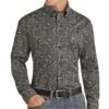 Panhandle Men's Paisley Button Down Shirt -Wrangler Store RRMSODR08Z