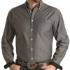 Panhandle Men's Dobby Fancy Button Down Shirt -Wrangler Store RSMSOGR0FA
