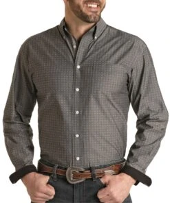 Panhandle Men's Dobby Fancy Button Down Shirt
