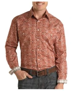 Panhandle Men's Roughstock Aztec Paisley Snap Shirt