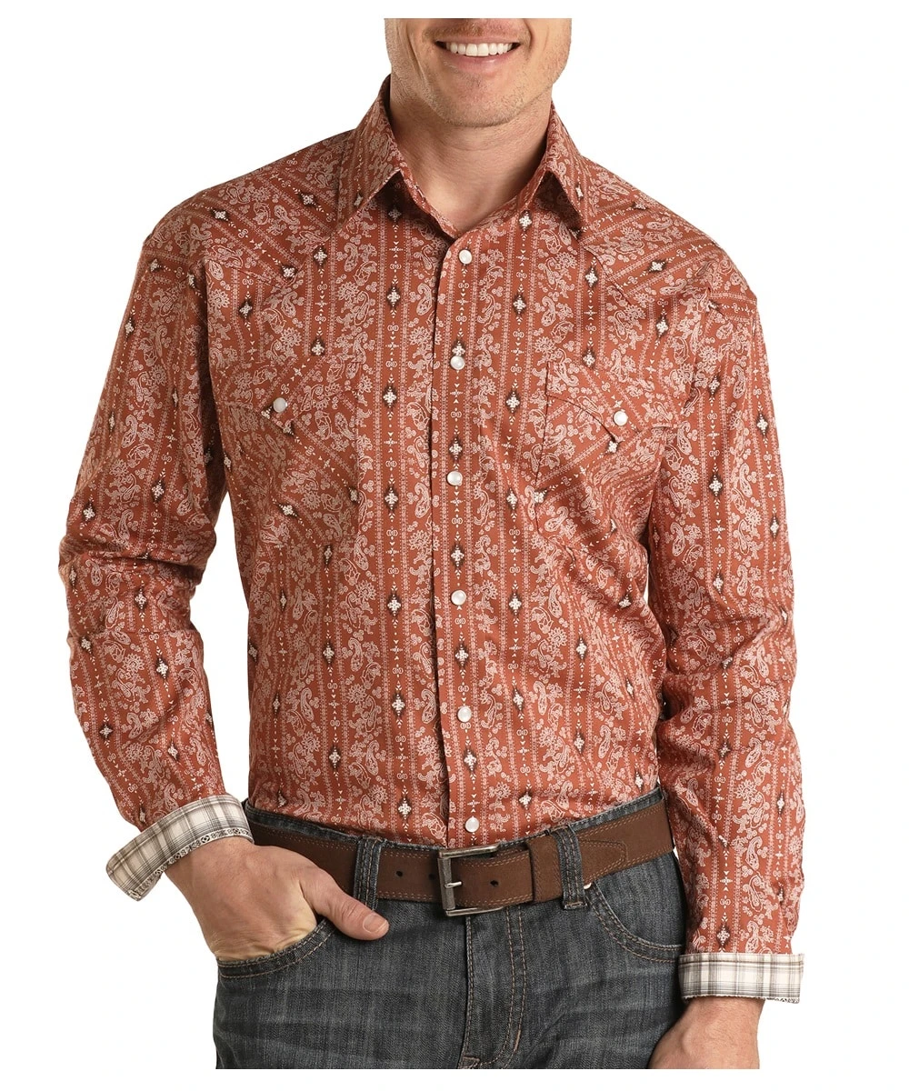 Panhandle Men's Roughstock Aztec Paisley Snap Shirt 3 Panhandle Men's Roughstock Aztec Paisley Snap Shirt