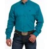 Cinch Men's Long Sleeve Teal Button Down Shirt -Wrangler Store mtw1105497