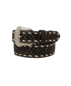 M&F Western Men's Nocona Floral Embossed Black Belt
