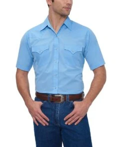 Ely Walker Men's Light Blue Western Snap Shirt