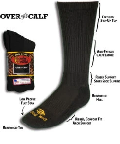 Dan Post Men's Over The Calf Black Sock