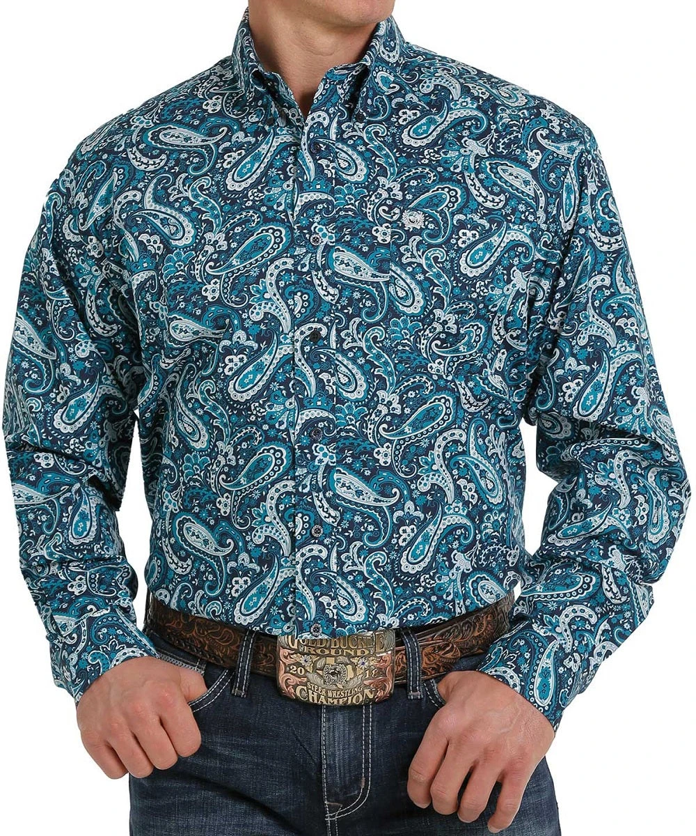 Cinch Men's Blue Paisley Button Down Shirt 3 Cinch Men's Blue Paisley Button Down Shirt