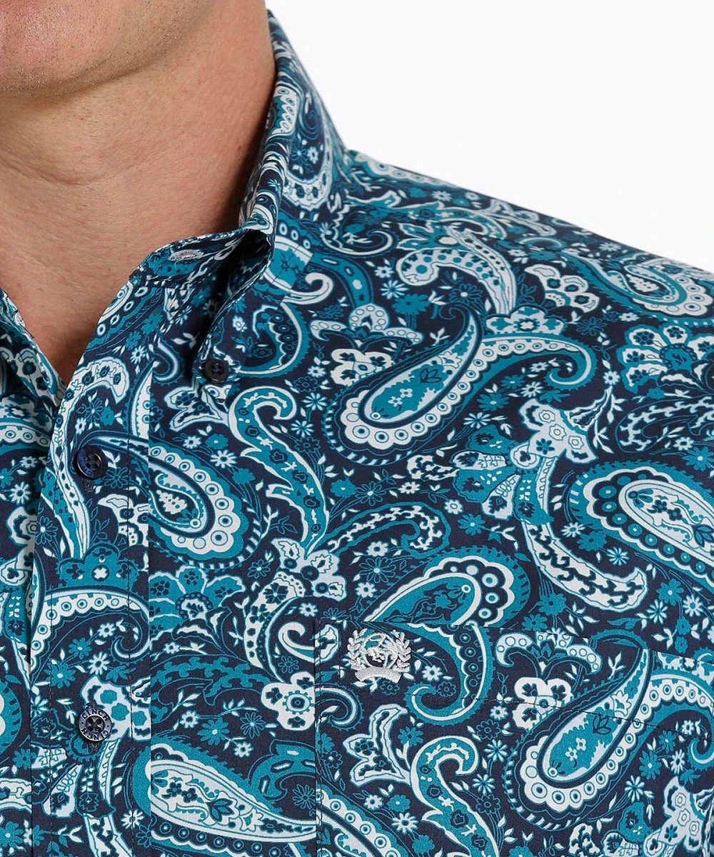 Cinch Men's Blue Paisley Button Down Shirt 5 Cinch Men's Blue Paisley Button Down Shirt - Image 3