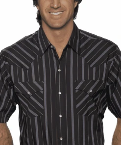 Ely Walker Men's Short Sleeve Striped Snap Shirt