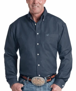 Panhandle Men's Gray Micro Honeycomb Button Down Shirt