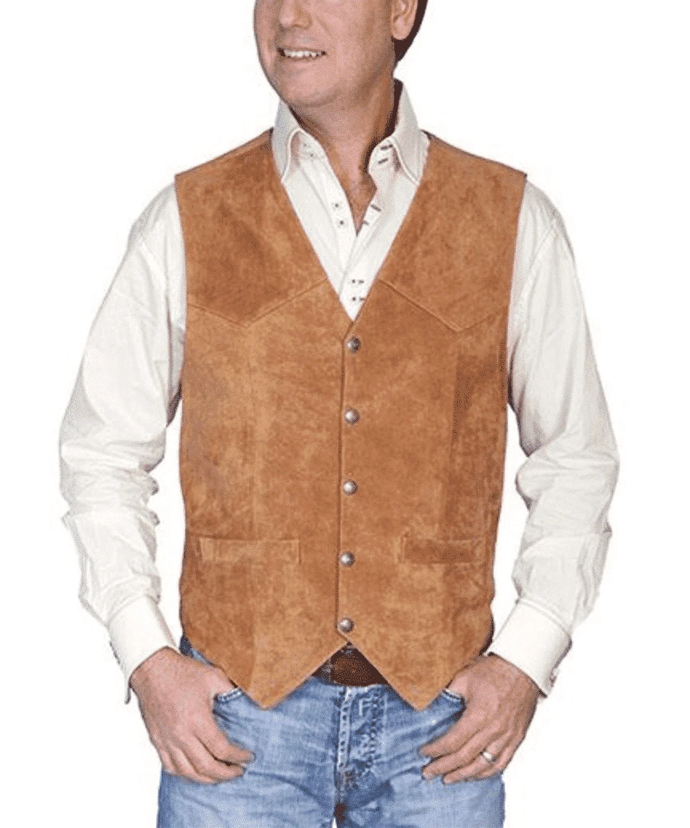 Scully Men's Leather Suede Rust Maple Vest 3 Scully Men's Leather Suede Rust Maple Vest