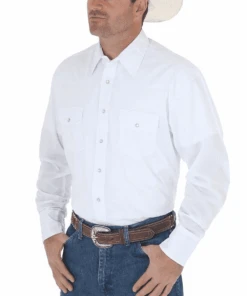 Wrangler Men's Broadcloth White Western Snap Shirt