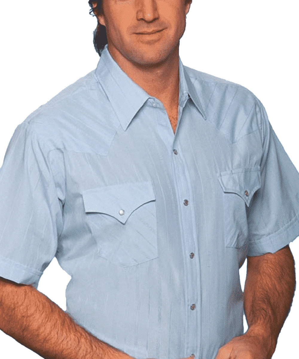 Ely Walker Men's Blue Short Sleeve Snap Shirt 3 Ely Walker Men's Blue Short Sleeve Snap Shirt