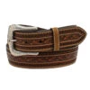 Ariat Men's Buck Stitching Floral Tooled Tan Belt