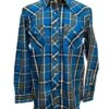Crazy Cowboy Men's Blue Plaid Long Sleeve Snap Shirt -Wrangler Store products ccm 8 24 12