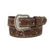 Nocona Men's Light Blue Floral Silver Studs Brown Belt 2 Nocona Men's Light Blue Floral Silver Studs Brown Belt -Wrangler Store products n210004802